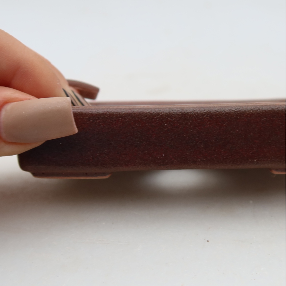 Pot à bonsaï en céramique 10 x 7 x 2 cm, couleur bordeaux