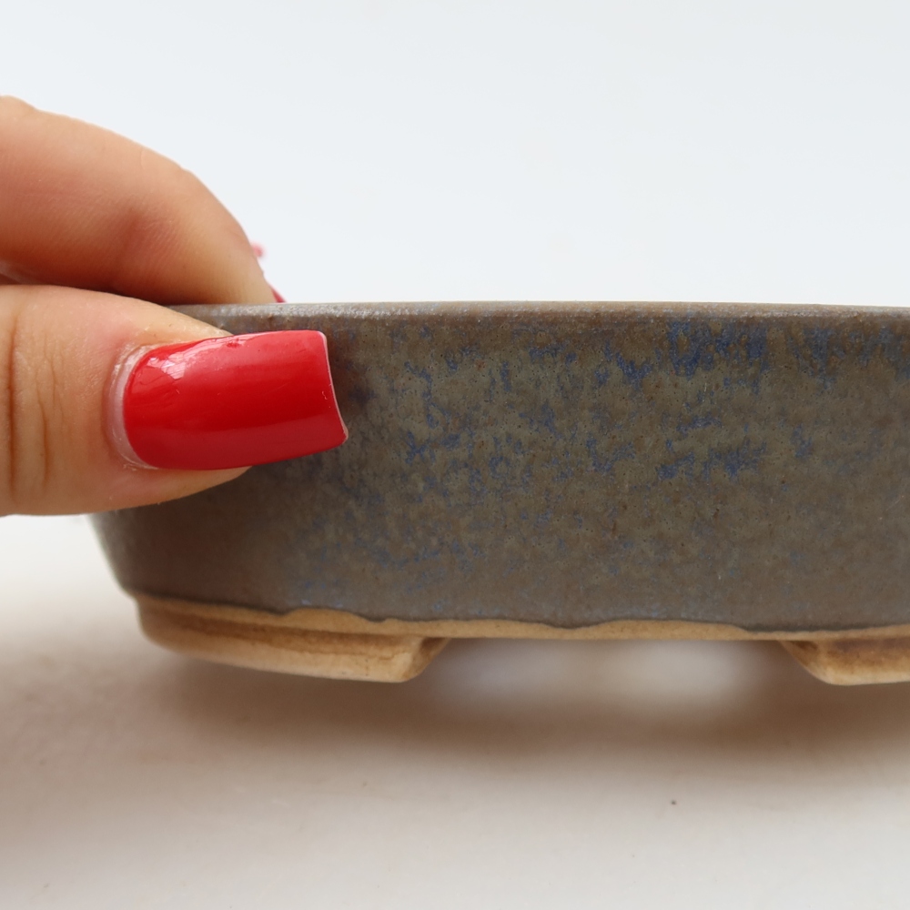 Pot à bonsaï en céramique 12,5 x 10,5 x 3,5 cm, couleur bleue