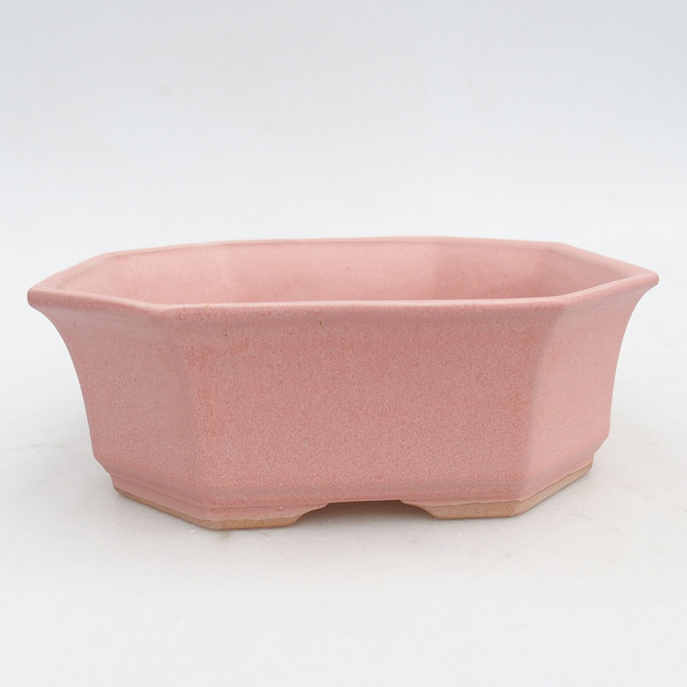 Bol à bonsaï en céramique 17,5 x 17,5 x 6 cm, rose