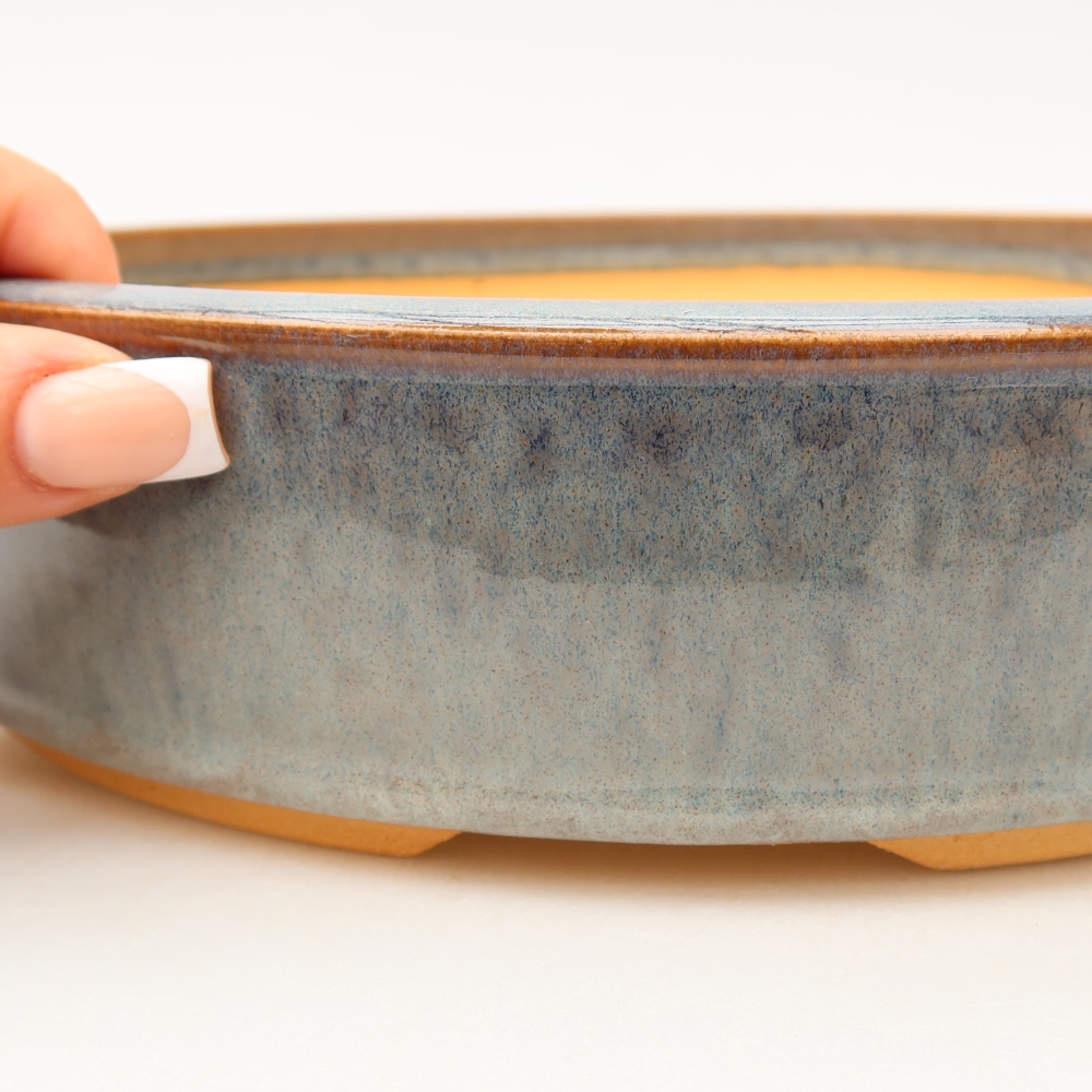 Pot à bonsaï en céramique 26 x 26 x 6 cm, couleur grise