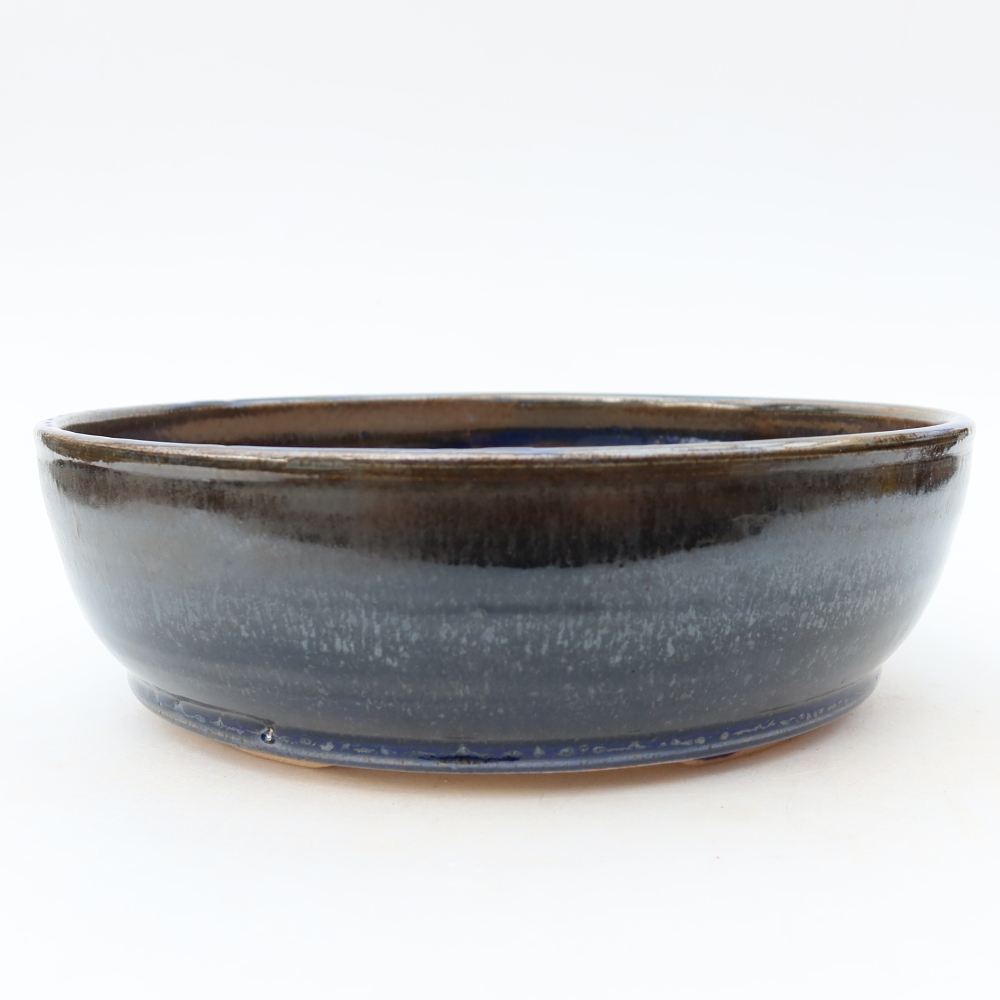Pot à bonsaï en céramique 21 x 21 x 6 cm, couleur bleue