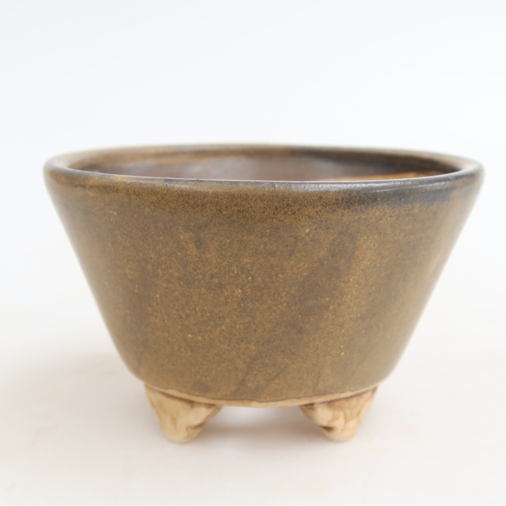 Pot à bonsaï en céramique 8,5 x 8,5 x 5 cm, couleur marron