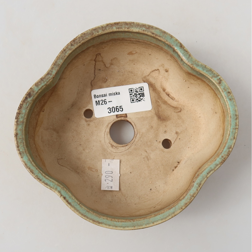 Pot à bonsaï en céramique 13,5 x 12,5 x 5 cm, couleur verte