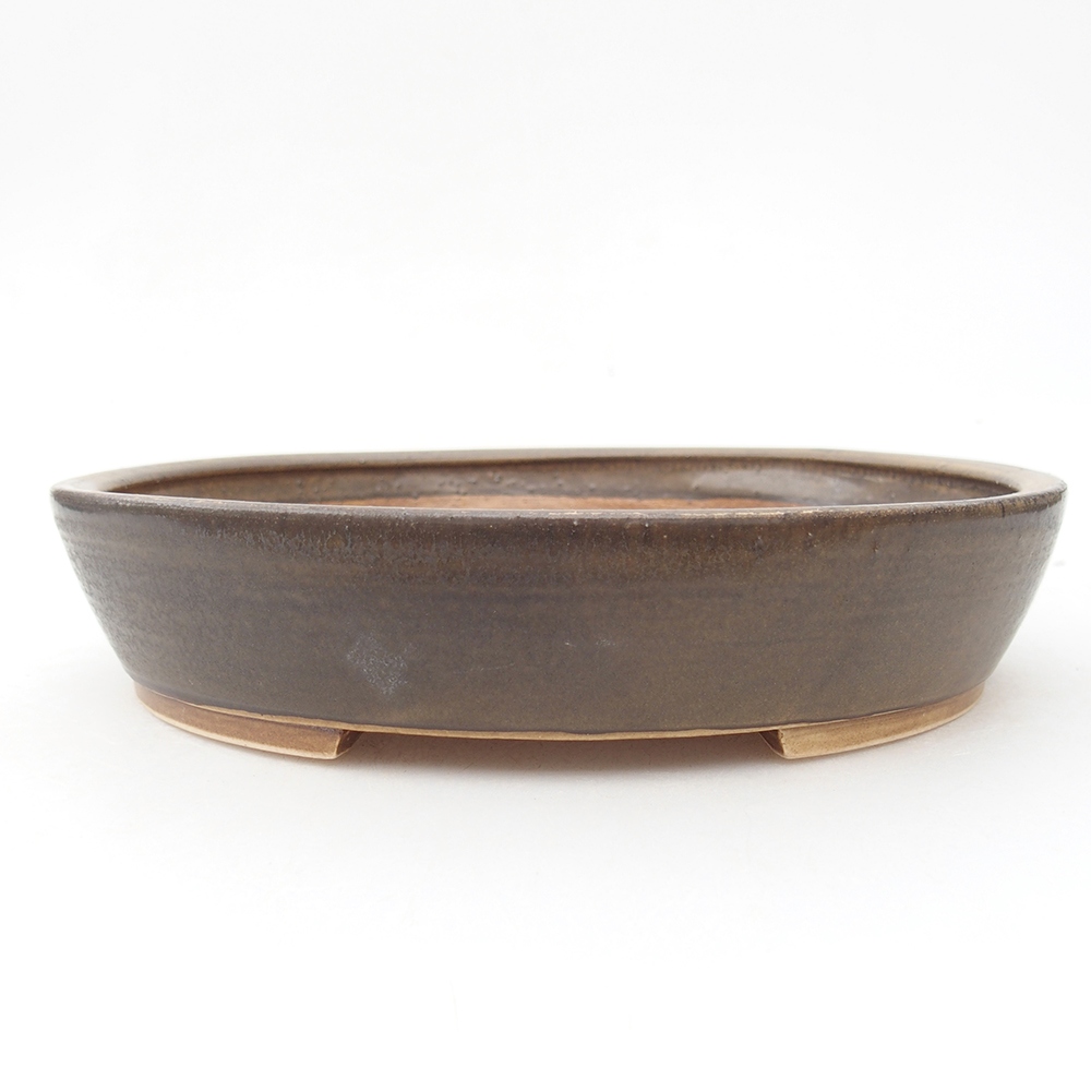 Bol à bonsaï en céramique 20,5 x 18,5 x 4 cm, brun