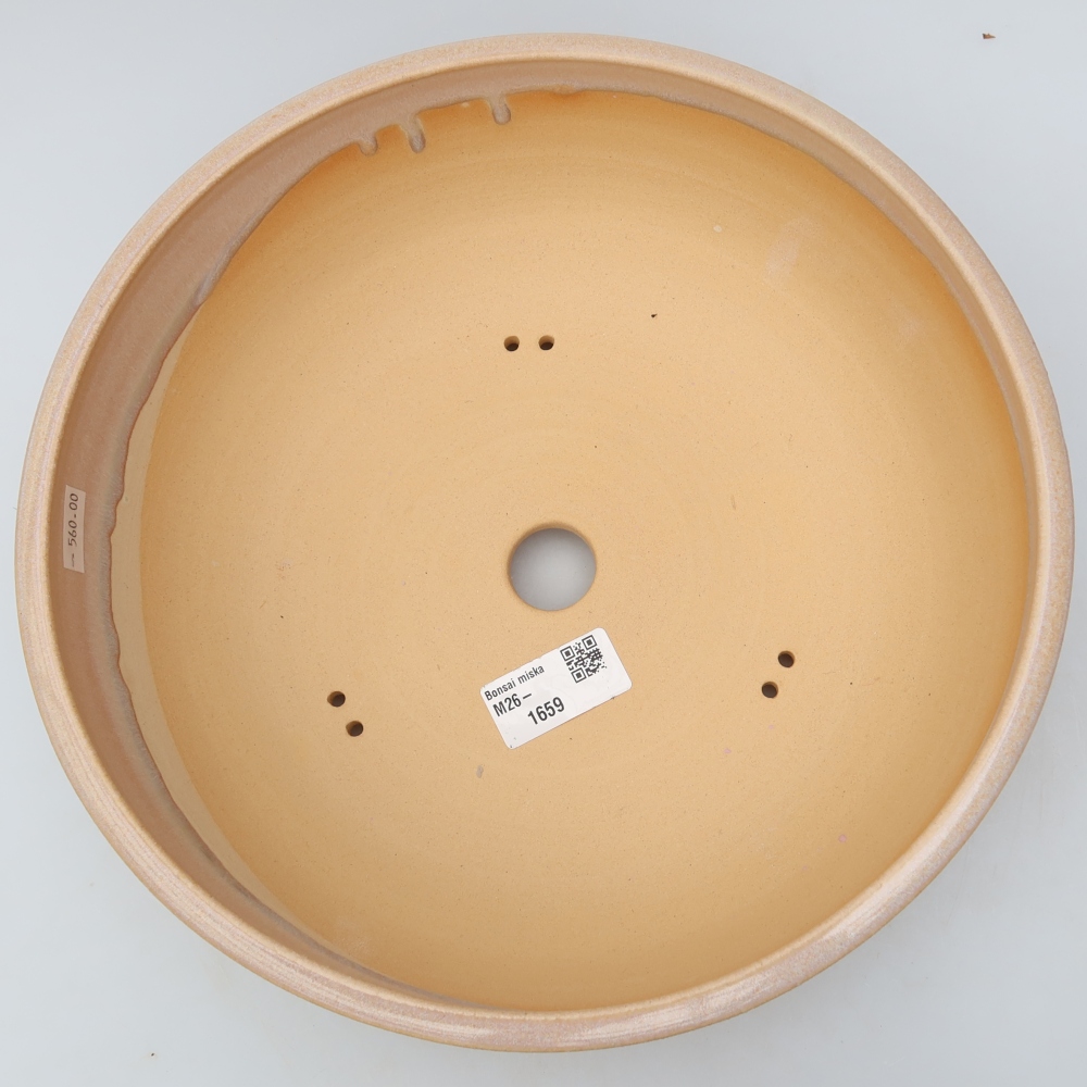 Pot à bonsaï en céramique 26,5 x 26,5 x 8 cm, couleur beige