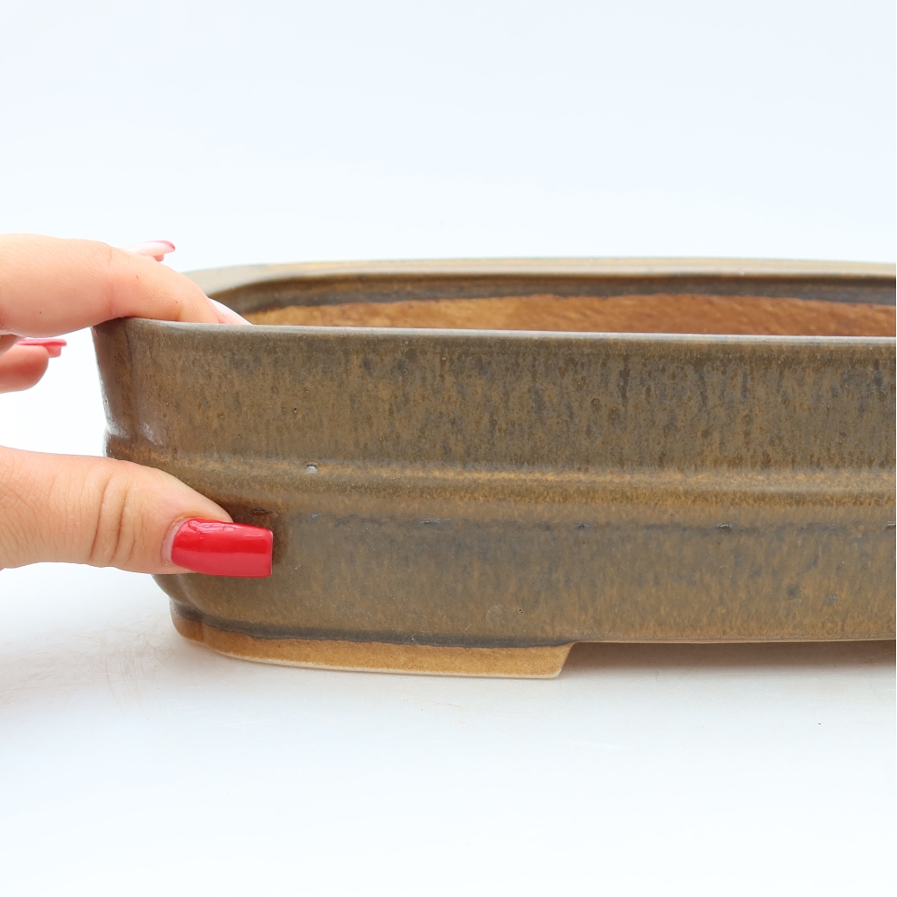 Pot à bonsaï en céramique 29,5 x 24,5 x 7 cm, couleur marron