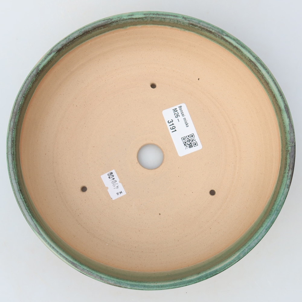 Pot à bonsaï en céramique 19,5 x 19,5 x 5,5 cm, couleur verte