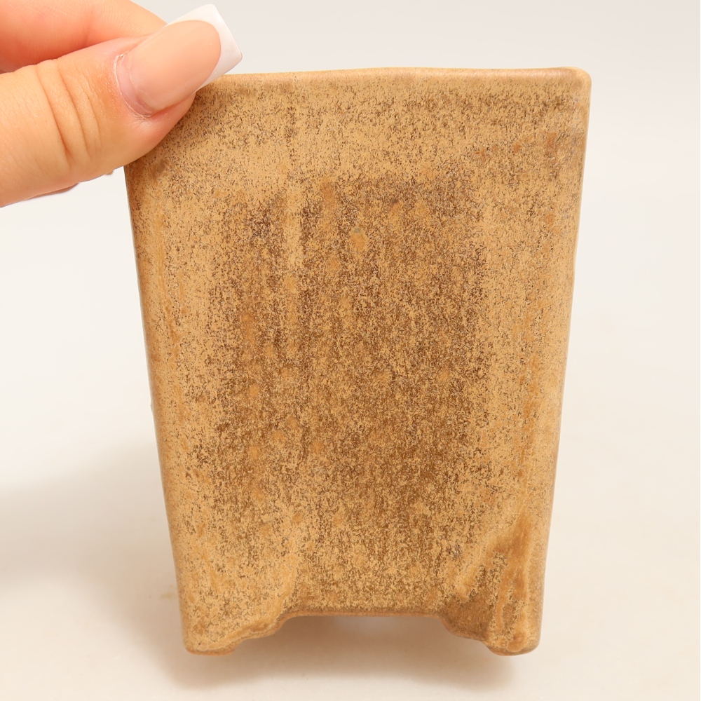 Pot à bonsaï en céramique 9 x 9 x 11 cm, couleur beige