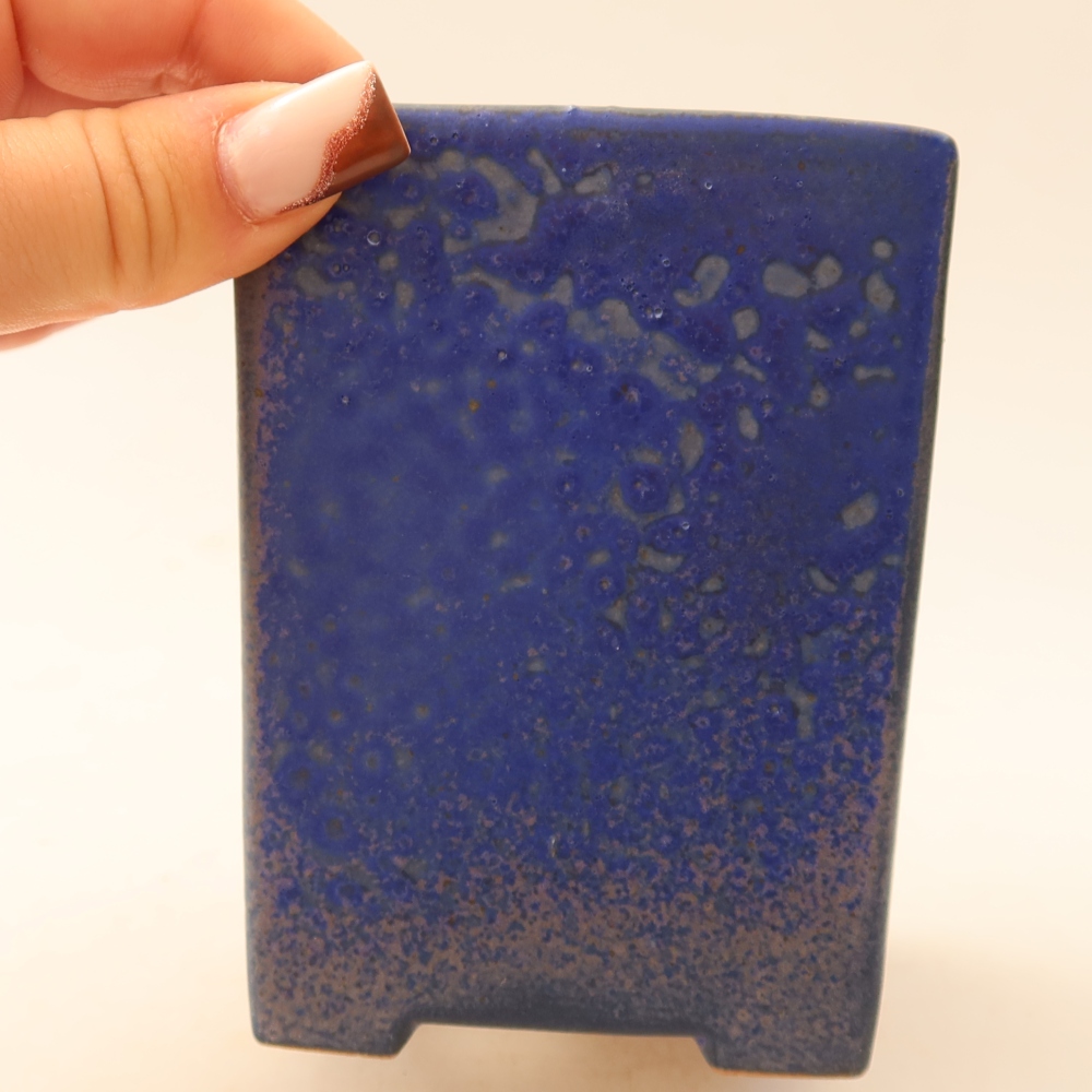 Pot à bonsaï en céramique 7,5 x 7,5 x 10 cm, couleur bleue