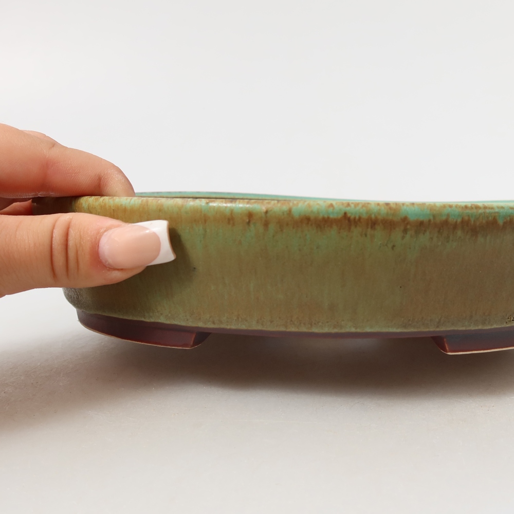 Bol à bonsaï en céramique 21 x 19 x 4,5 cm, vert