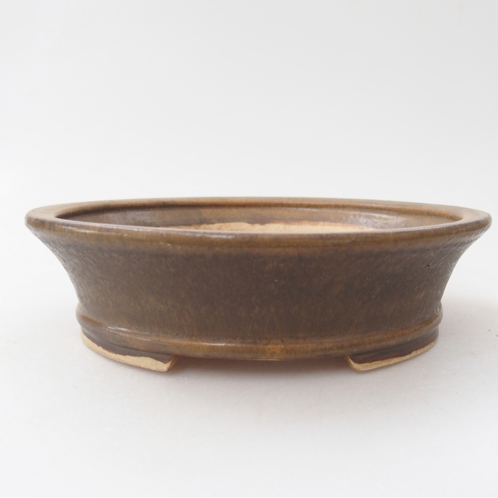 Bol à bonsaï en céramique 17,5 x 16 x 4,5 cm, brun