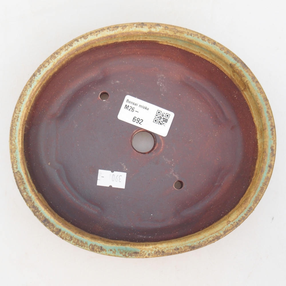 Bol à bonsaï en céramique 18,5 x 16,5 x 4,5 cm, vert