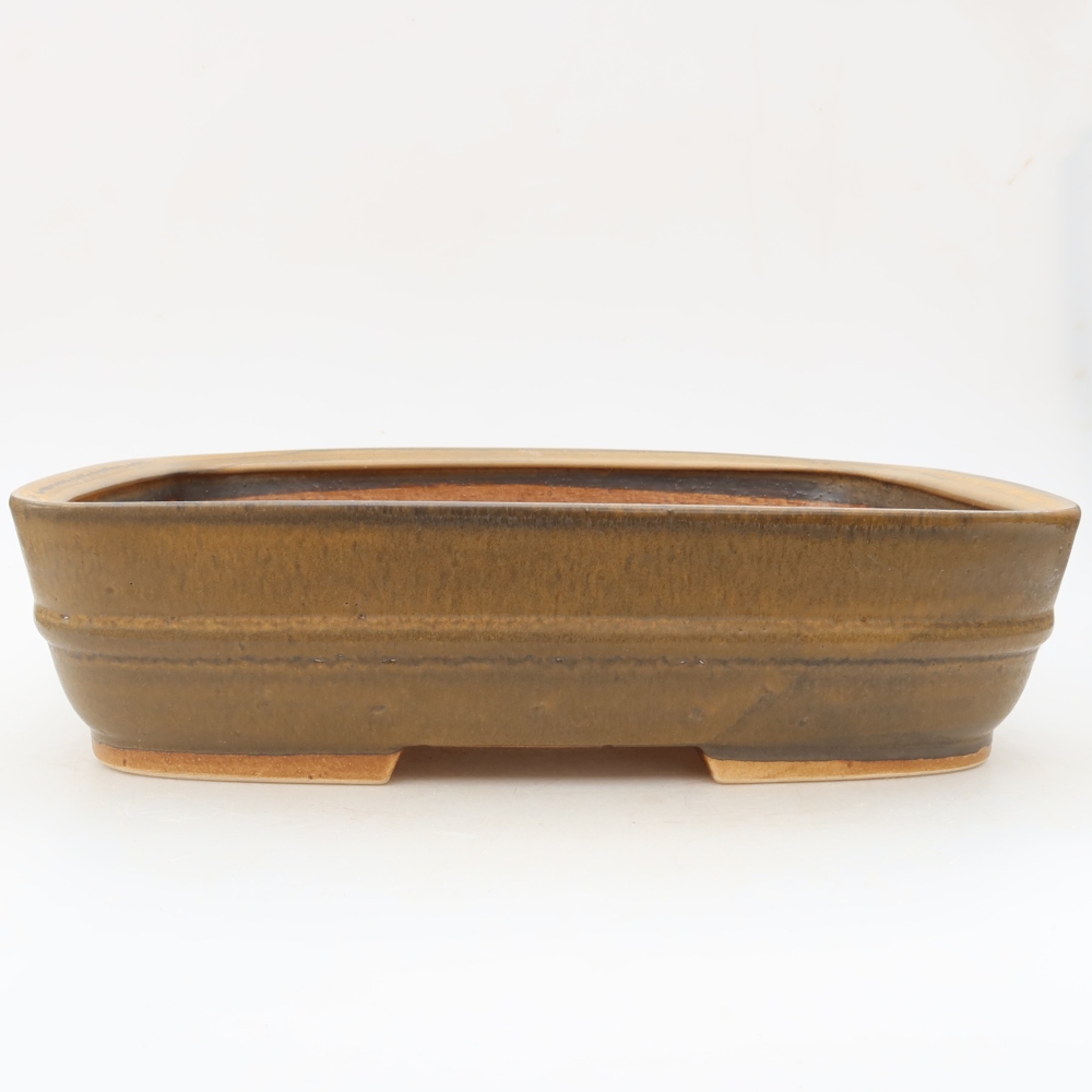 Pot à bonsaï en céramique 30 x 24,5 x 7,5 cm, couleur marron