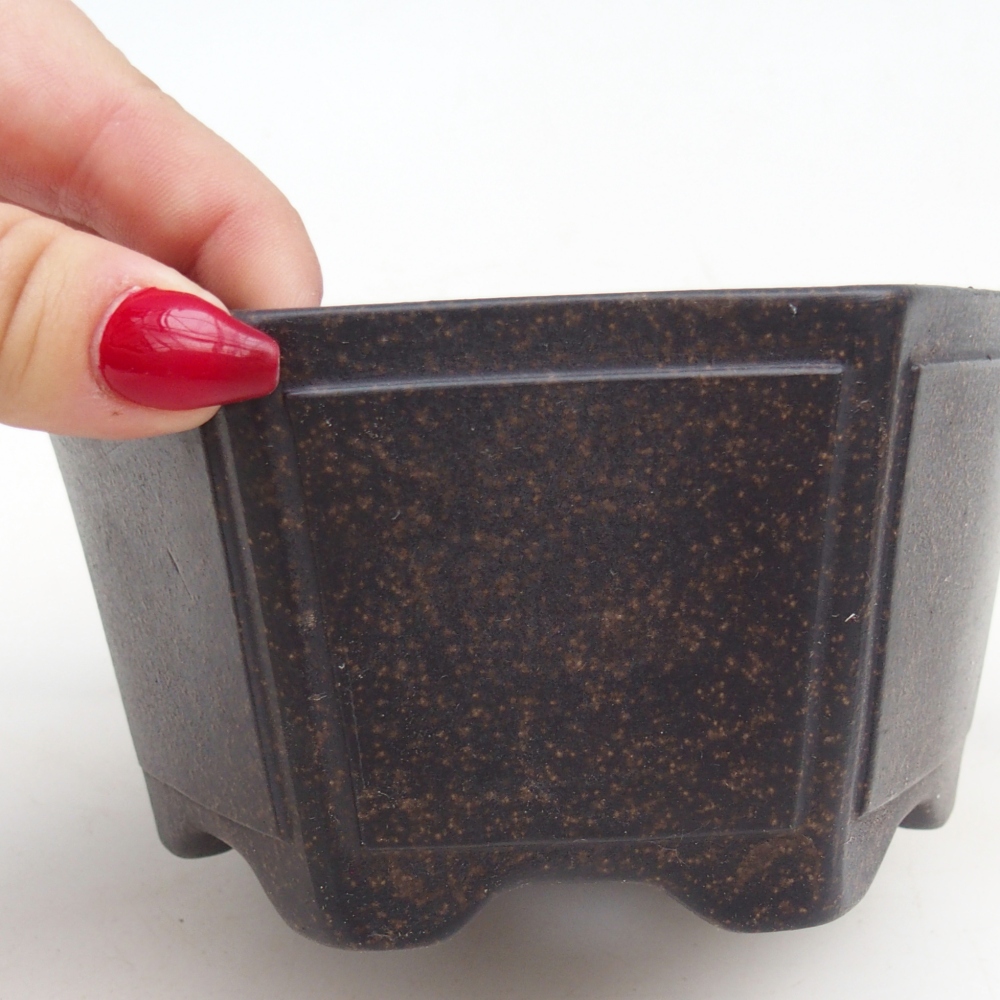 Bol à bonsaï en céramique 13 x 12 x 7 cm, couleur ocre brunâtre