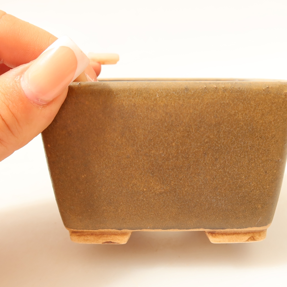 Bol à bonsaï en céramique 8,5 x 8,5 x 5,5 cm, brun