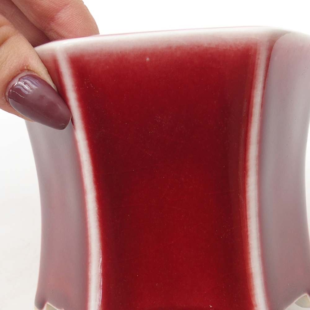 Bol à bonsaï en céramique 10,5 x 9,5 x 8,5 cm, couleur rouge