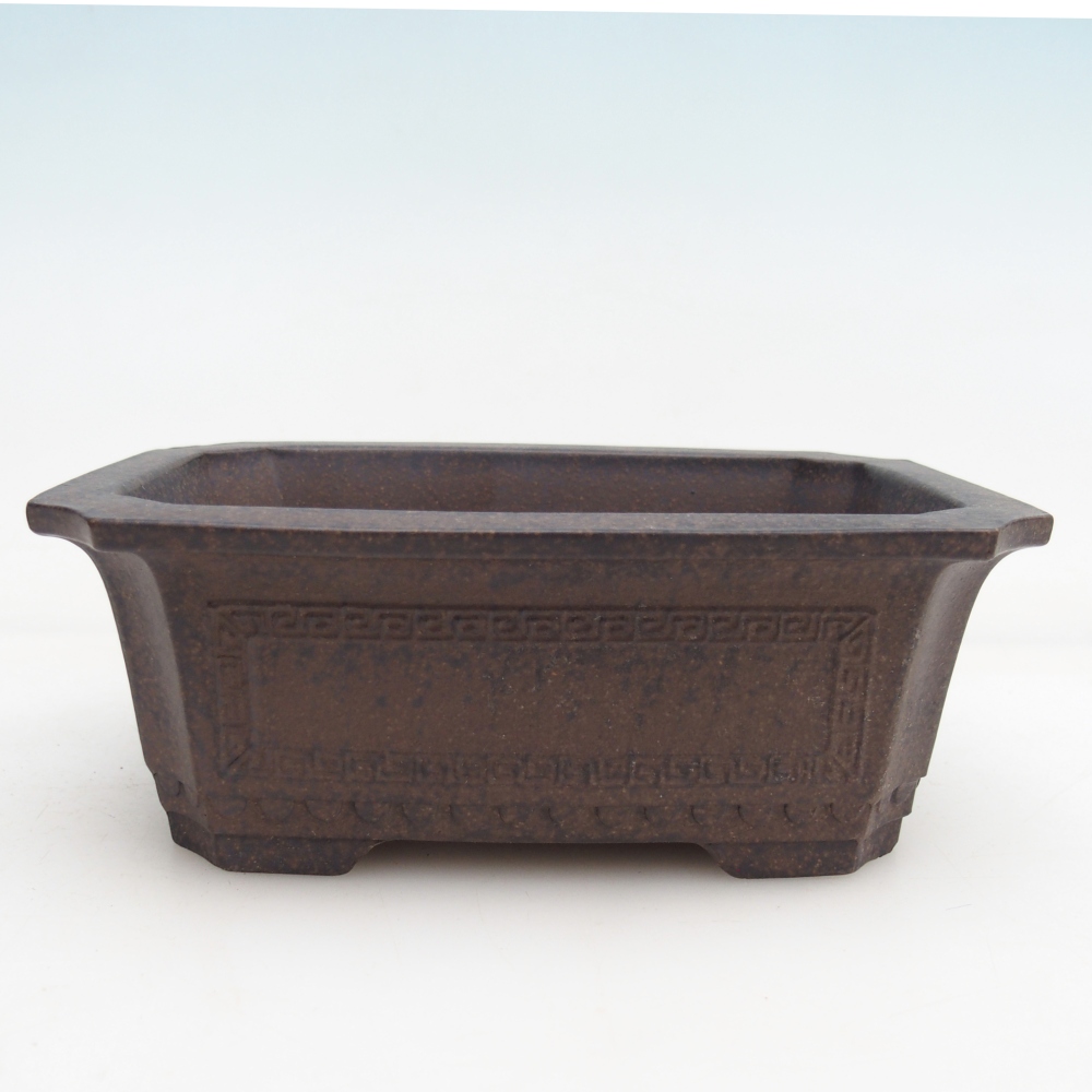 Bol à bonsaï en céramique 15,5 x 10,5 x 6 cm, ocre brunâtre