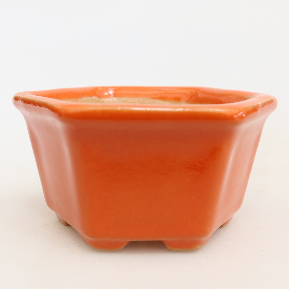 Pot à bonsaï en céramique 7,5 x 7 x 4 cm, couleur orange