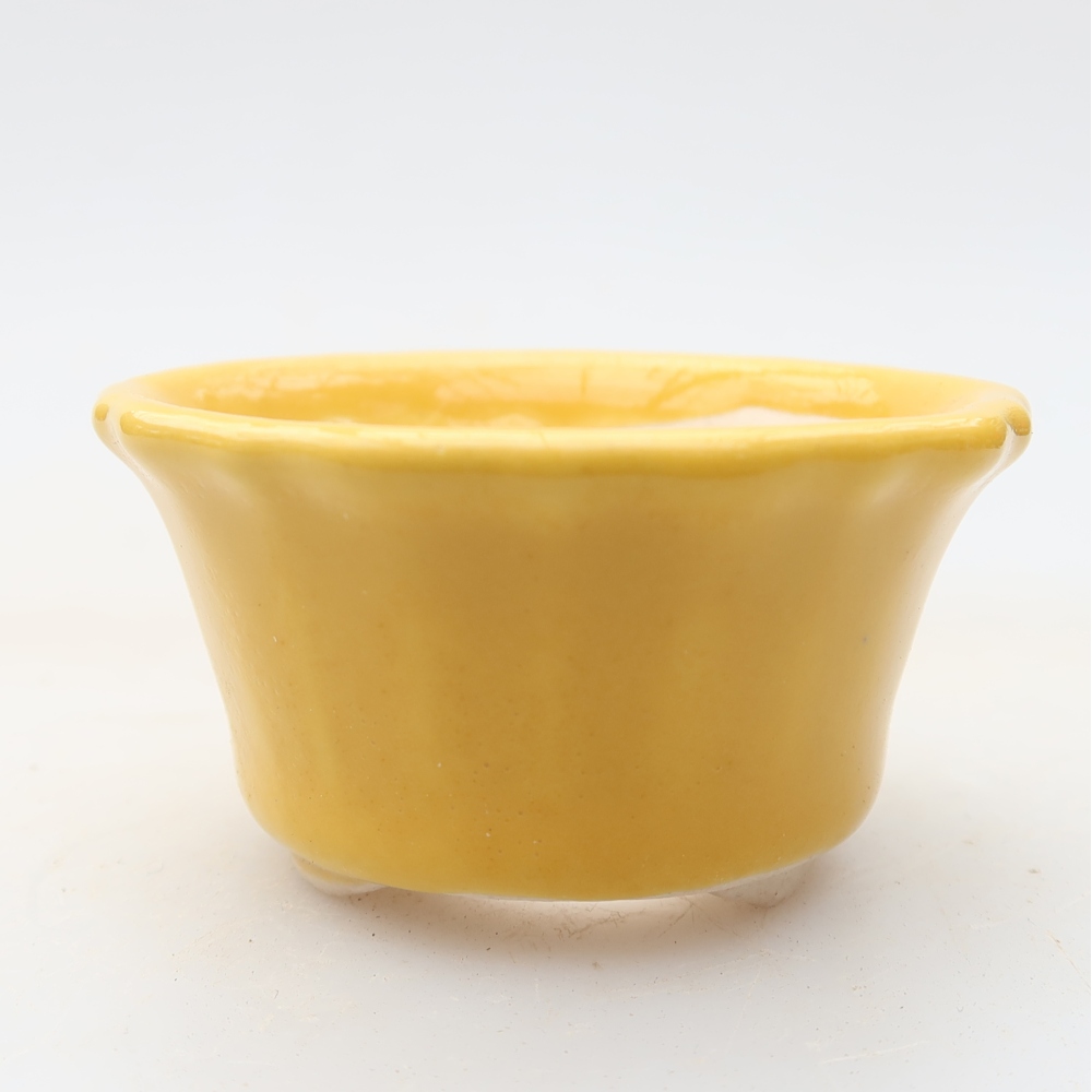 Bol à bonsaï en céramique 5,5 x 5,5 x 3 cm, jaune