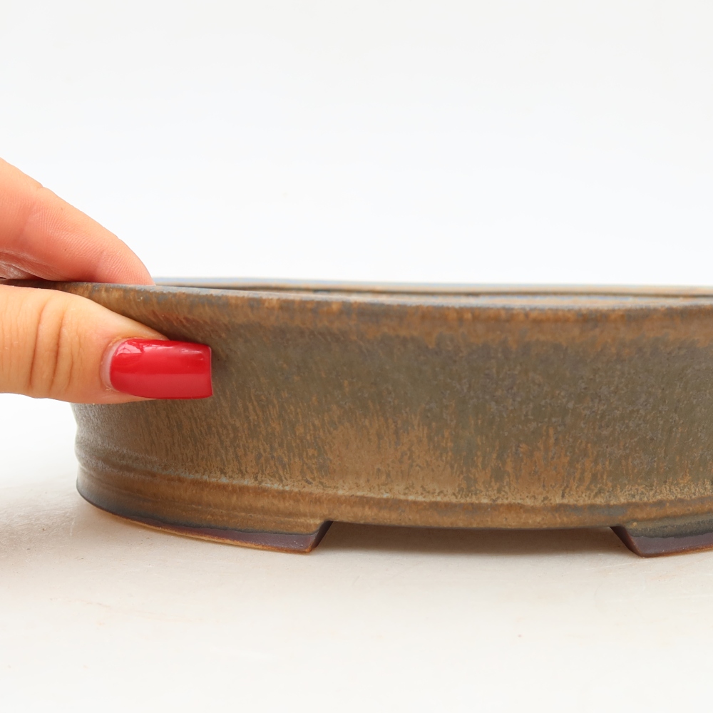 Pot à bonsaï en céramique 24 x 21,5 x 5,5 cm, couleur marron