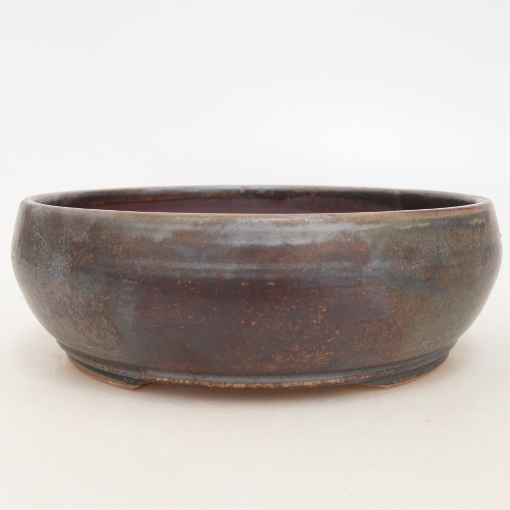 Pot à bonsaï en céramique 17 x 17 x 5,5 cm, couleur marron