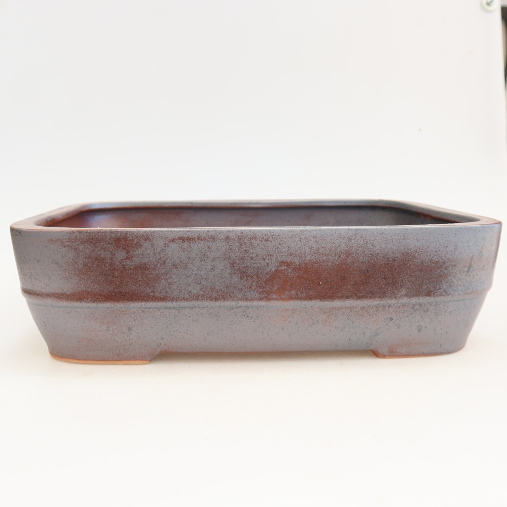 Pot à bonsaï en céramique 28 x 20,5 x 7,5 cm, couleur métallique