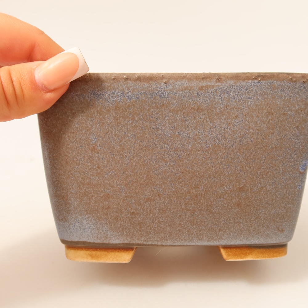 Pot à bonsaï en céramique 13 x 13 x 8 cm, couleur bleue