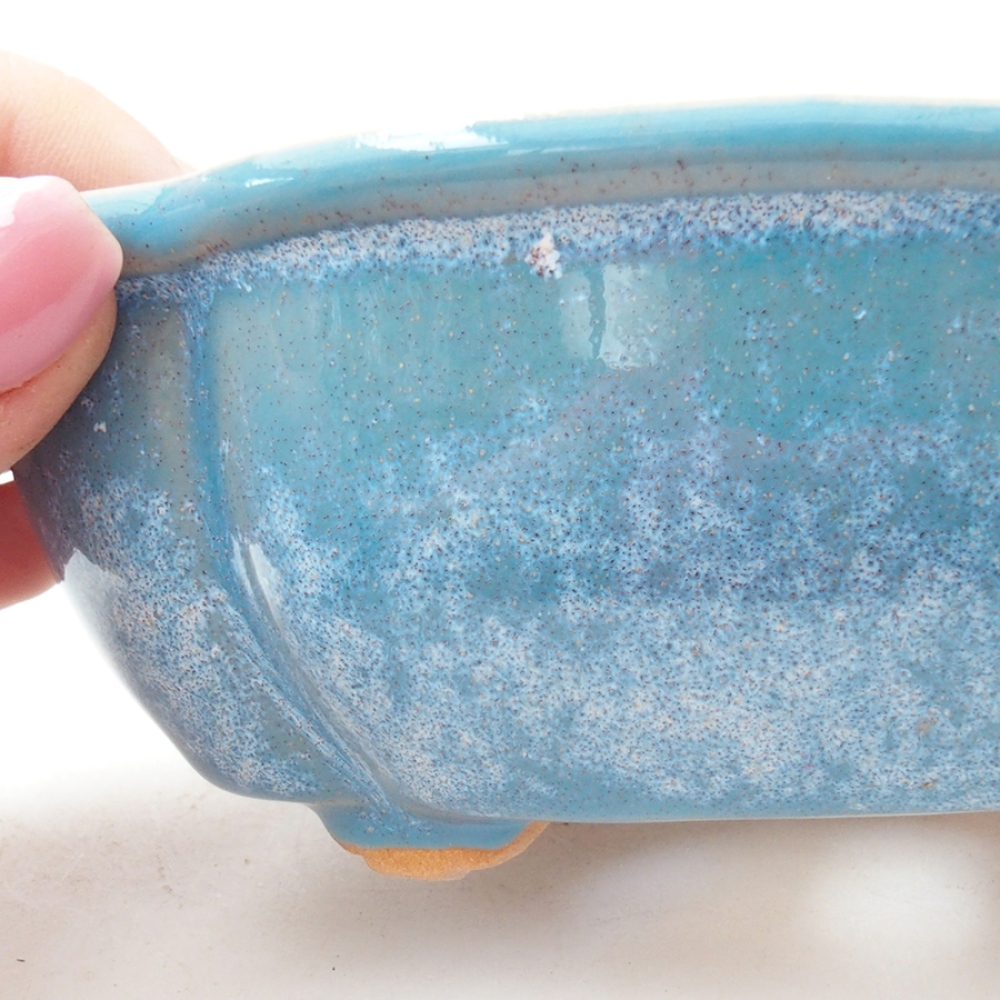 Bol à bonsaï en céramique 12,5 x 10 x 4,5 cm, couleur bleu