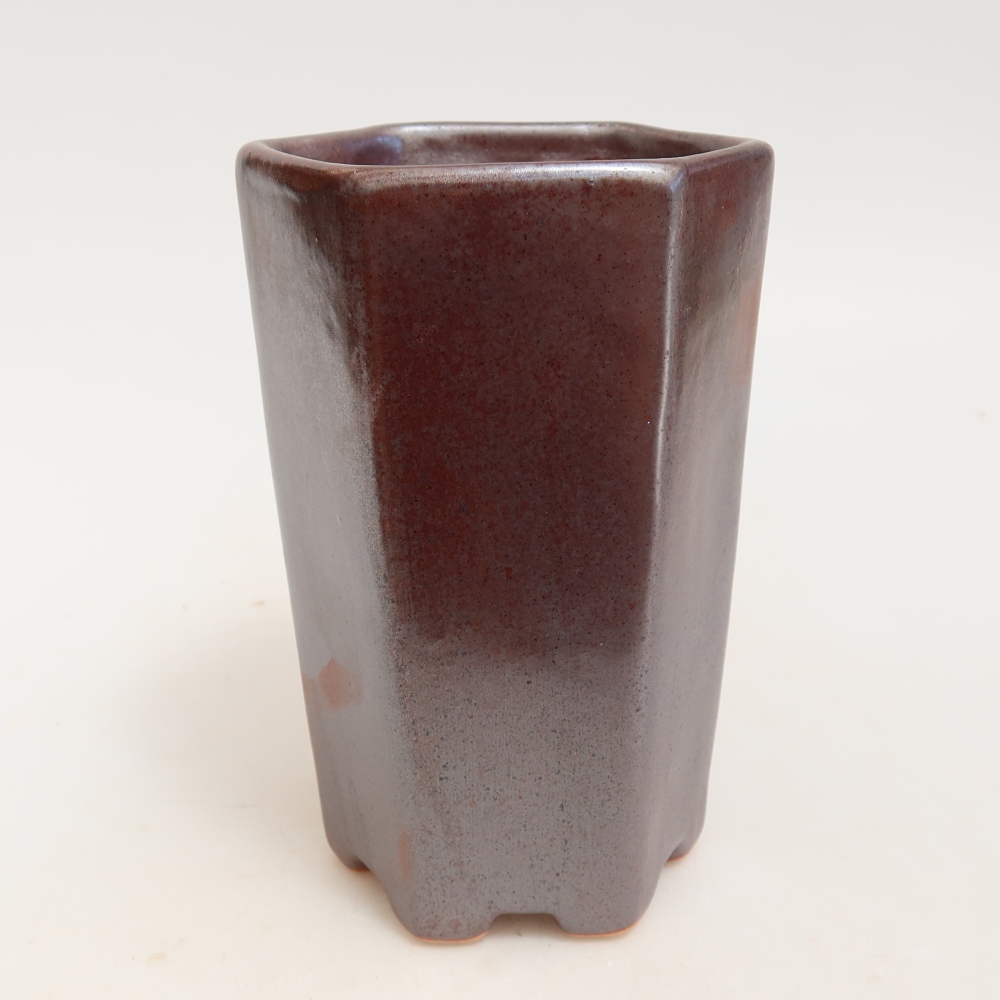 Pot à bonsaï en céramique 9,5 x 8,5 x 14 cm, couleur métallique
