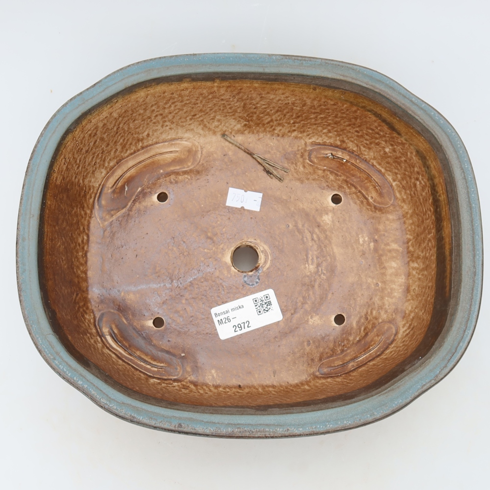 Pot à bonsaï en céramique 25 x 21 x 8 cm, couleur bleue
