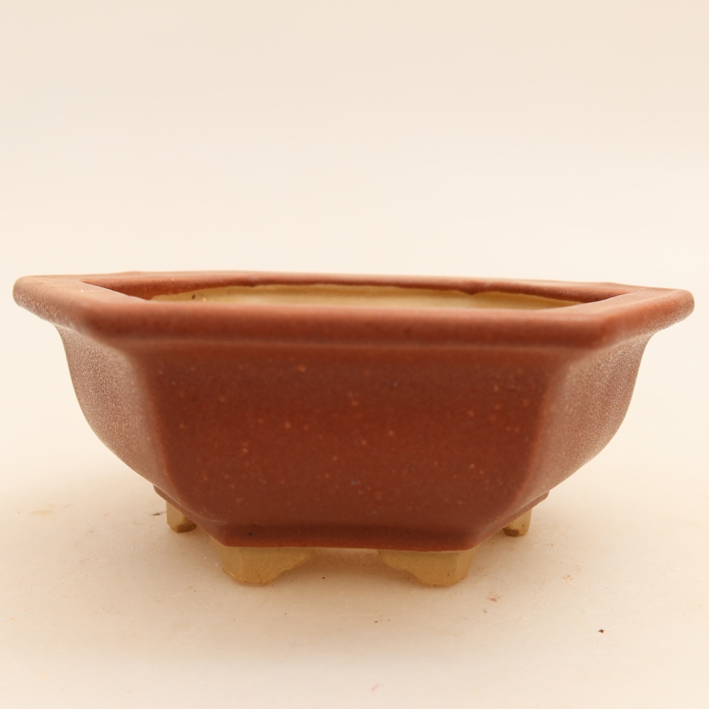 Pot à bonsaï en céramique 12 x 10,5 x 4 cm, couleur bordeaux