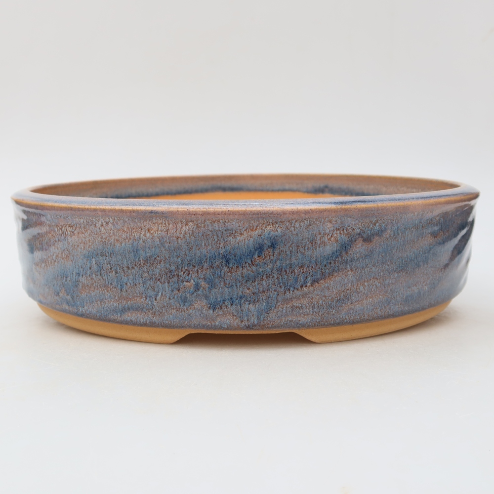 Pot à bonsaï en céramique 27 x 27 x 6,5 cm, couleur bleue
