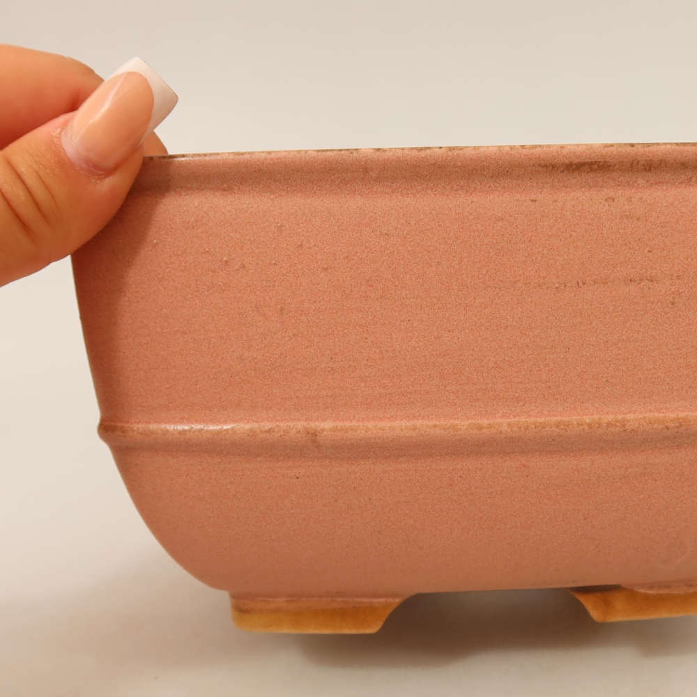 Pot à bonsaï en céramique 16,5 x 16,5 x 9,5 cm, couleur rose