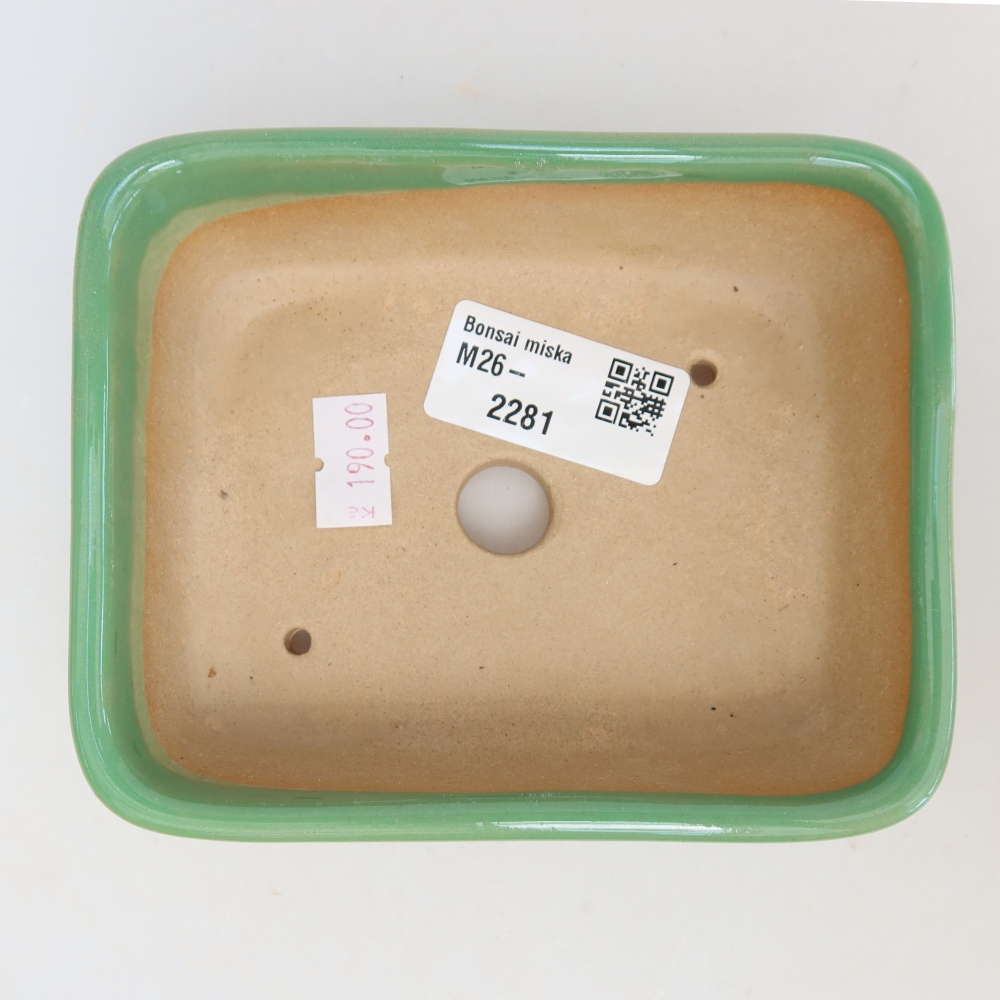 Pot à bonsaï en céramique 12,5 x 9,5 x 4 cm, couleur verte