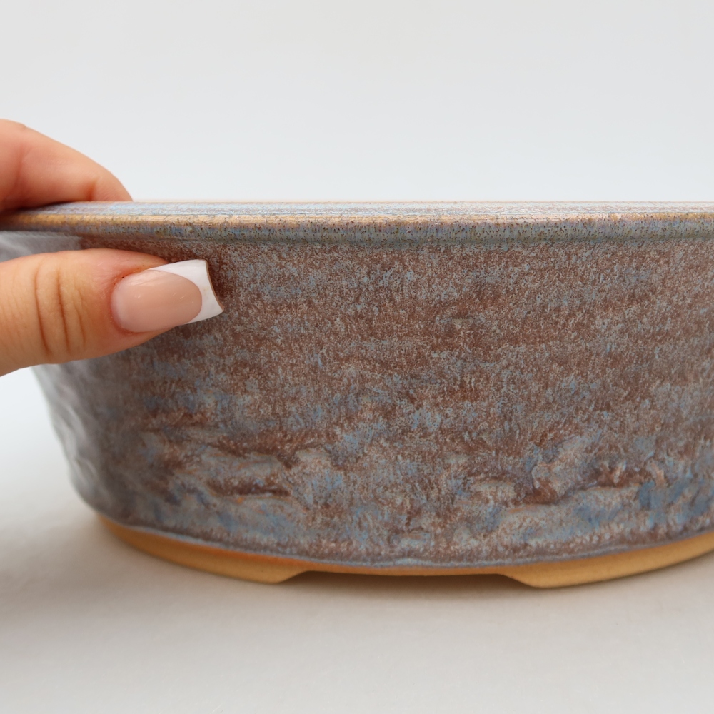 Bol à bonsaï en céramique 26,5 x 26,5 x 8 cm, couleur bleu
