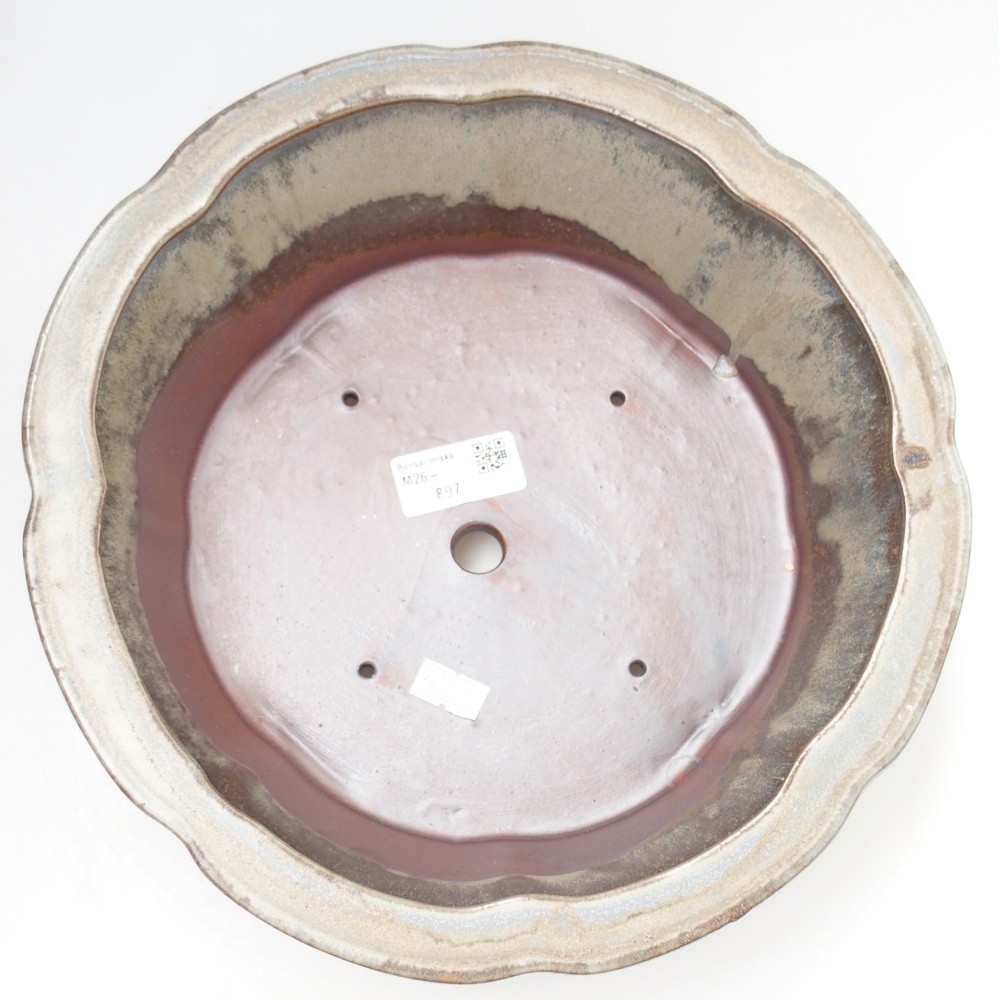 Bol à bonsaï en céramique 26,5 x 26,5 x 8 cm, bleu-gris