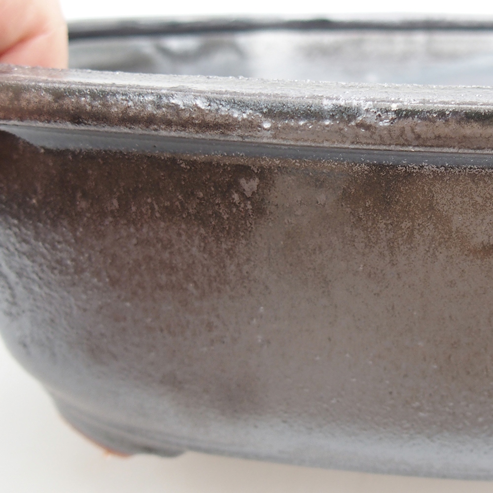 Bol à bonsaï en céramique 24 x 19,5 x 7 cm, couleur métal