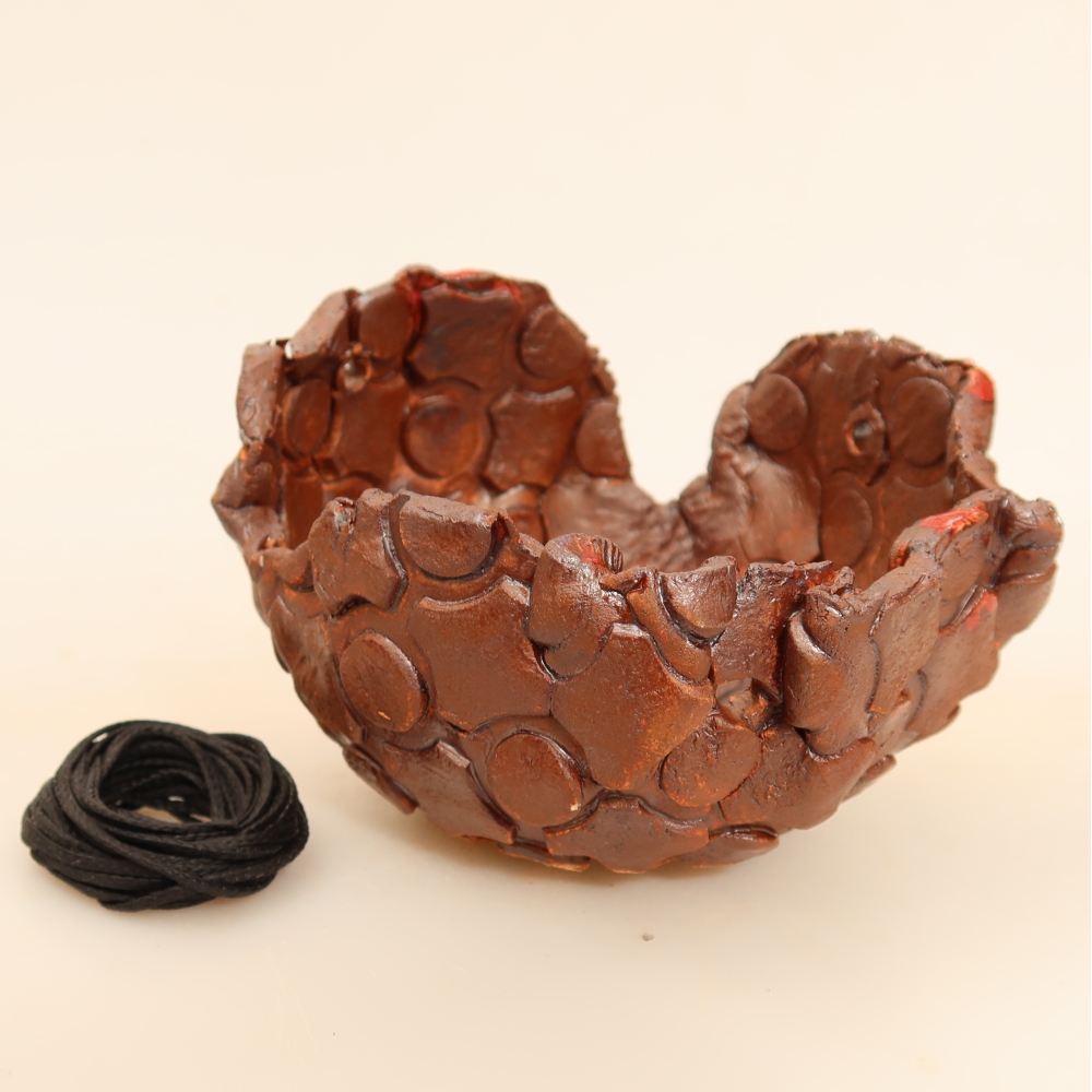 Coquille en céramique pour kokedama, 10 x 10 x 8 cm, couleur marron