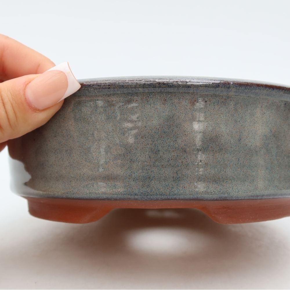 Pot à bonsaï en céramique 15,5 x 15,5 x 5 cm, couleur grise