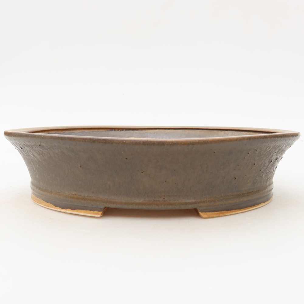 Pot à bonsaï en céramique 24 x 21,5 x 5,5 cm, couleur marron