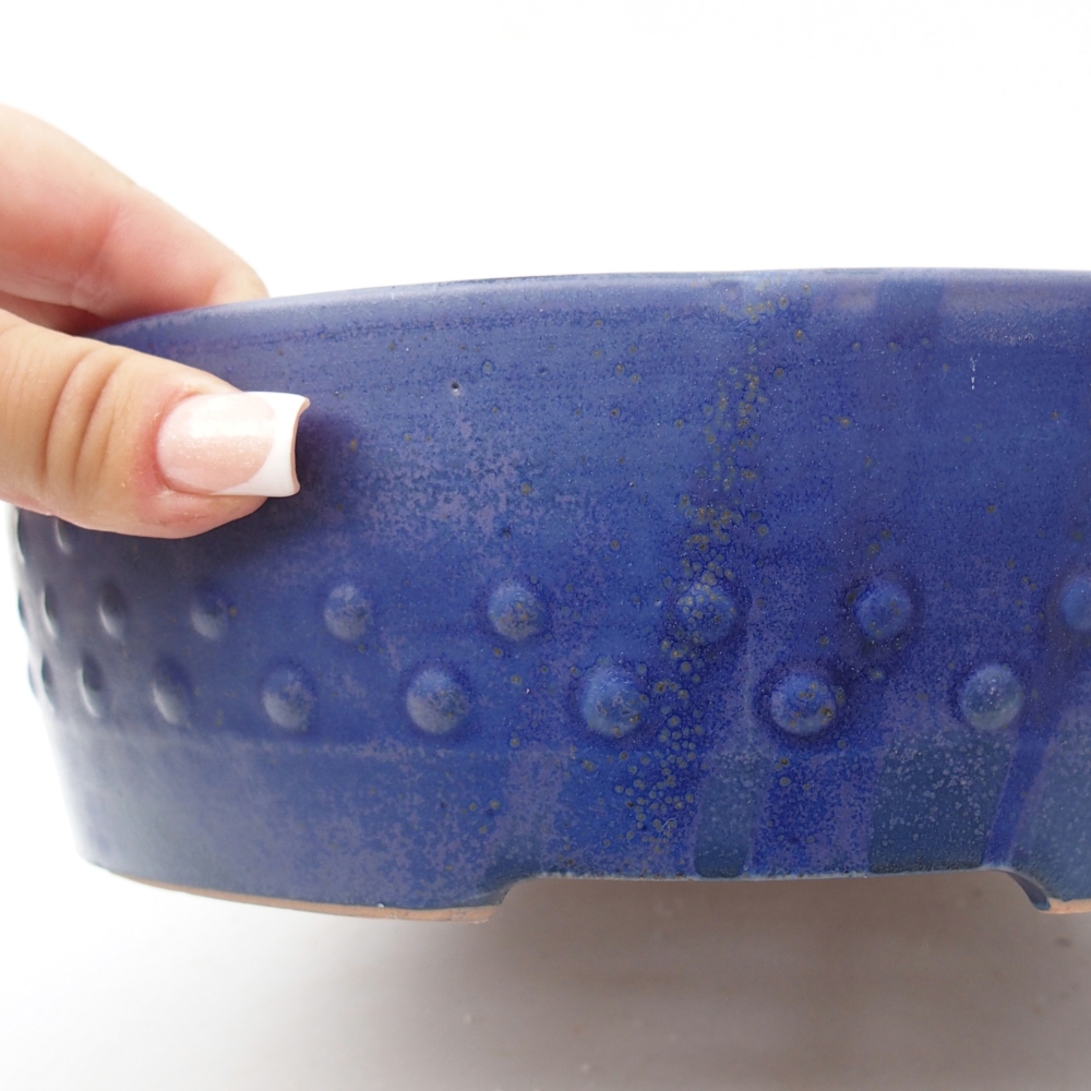 Bol à bonsaï en céramique 24,5 x 24,5 x 7 cm, couleur bleu