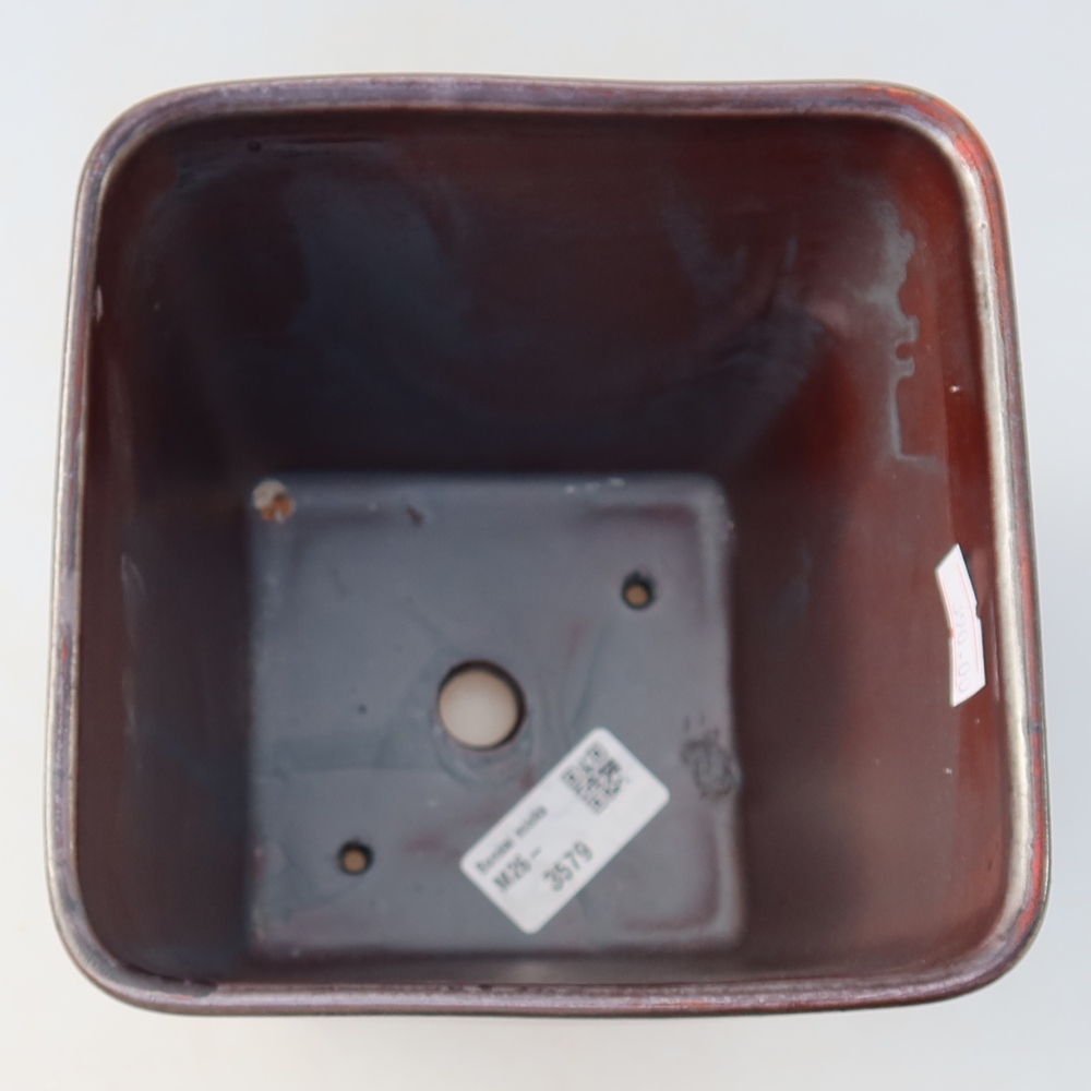 Bol à bonsaï en céramique 13,5 x 13,5 x 15 cm, couleur métal