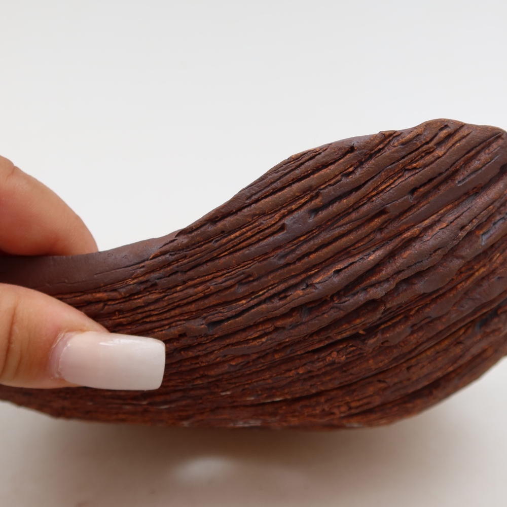 Coquille en céramique  20 x 15,5 x 6 cm, couleur marron