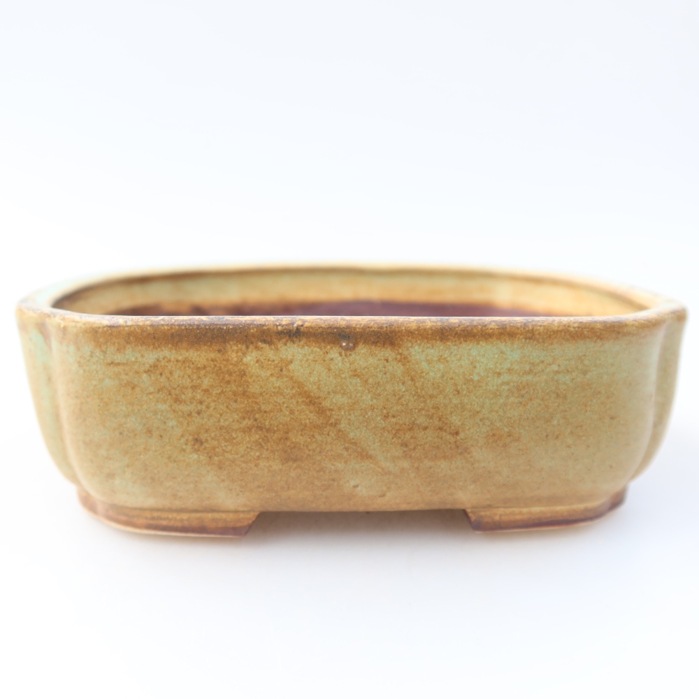 Pot à bonsaï en céramique 13,5 x 12 x 4 cm, couleur verte