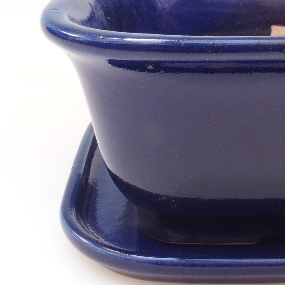 Bol Bonsaï + soucoupe H37 - 14,5x13x6,5 cm - bleu