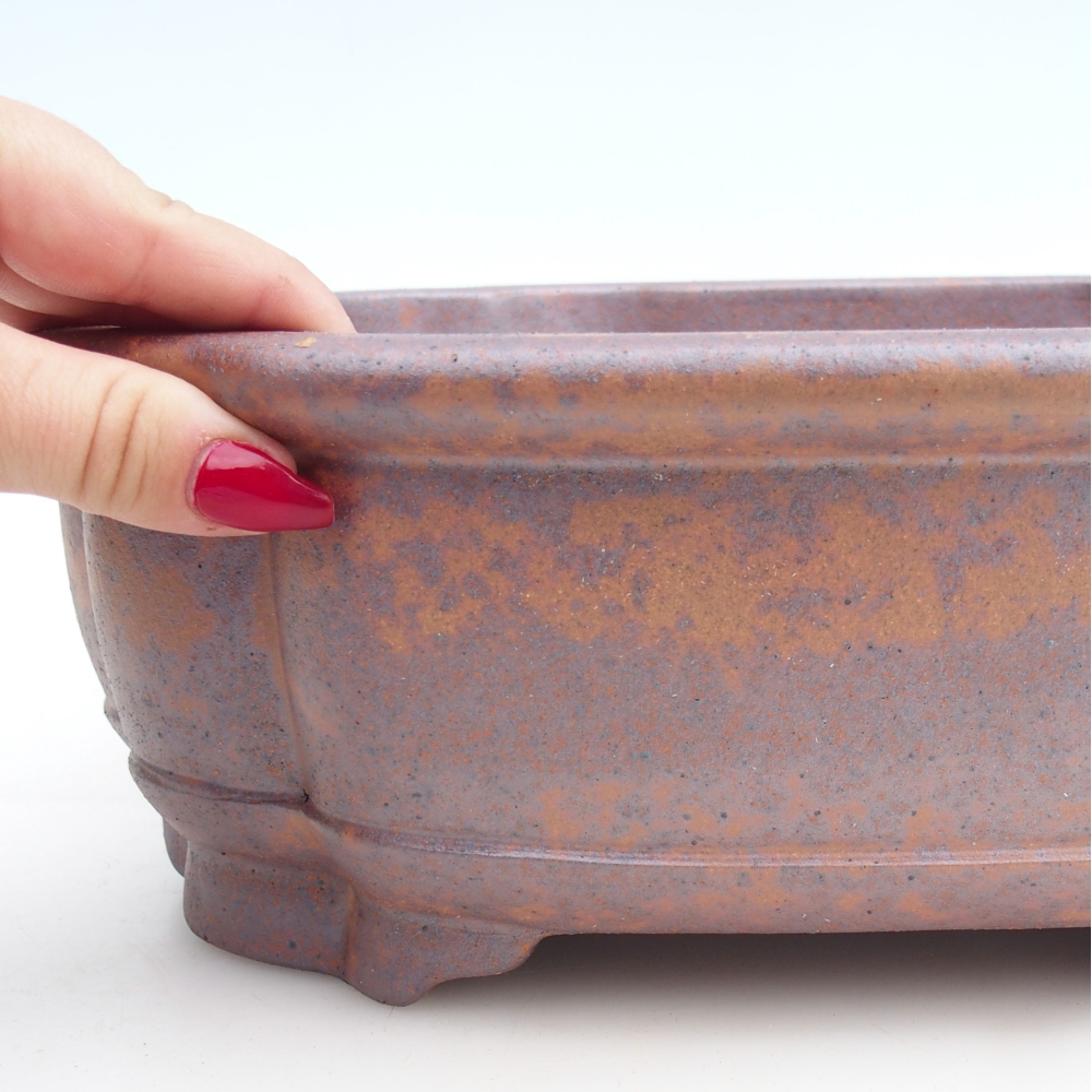 Bol à bonsaï en céramique 31,5 x 27,5 x 10 cm, couleur métal