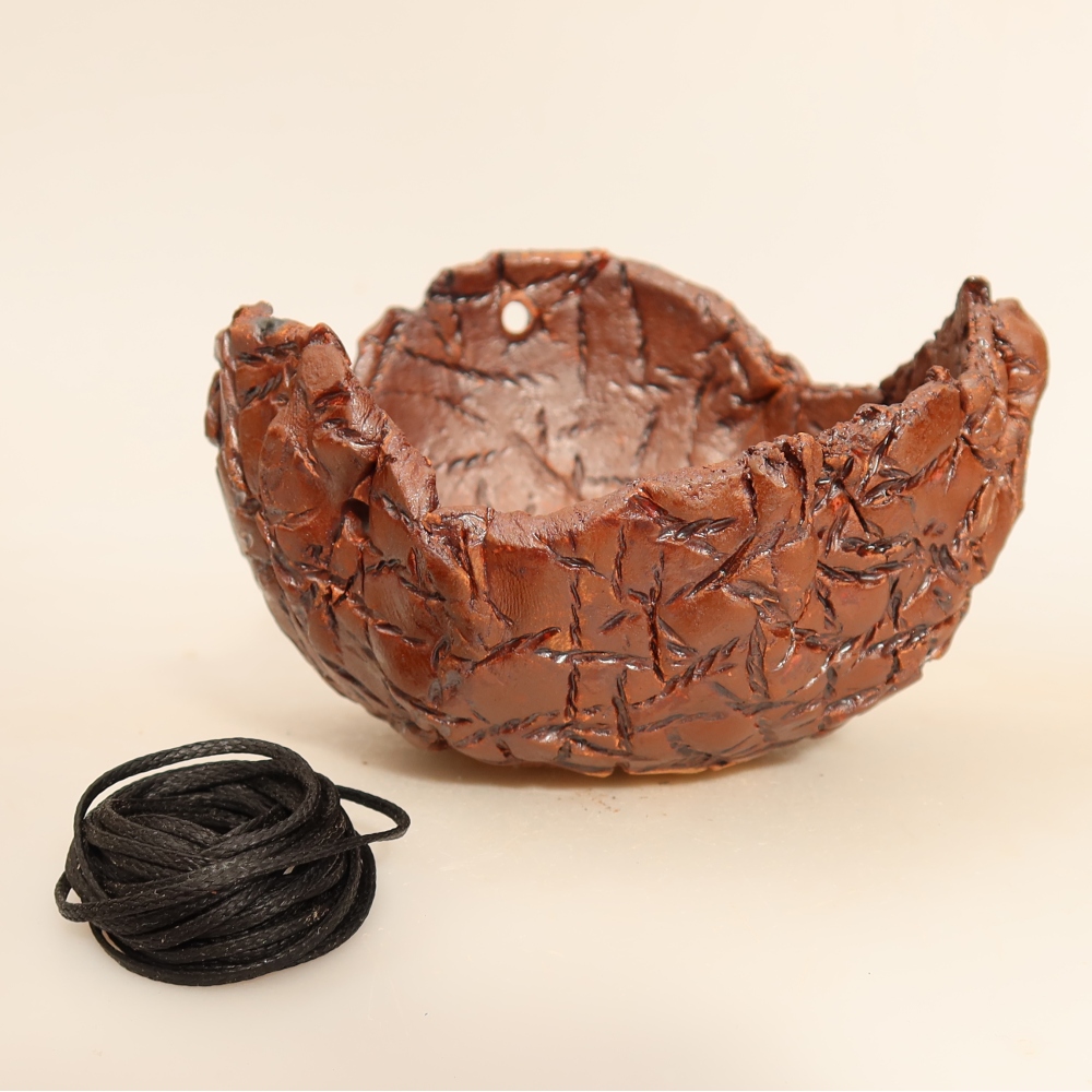 Coquille en céramique pour kokedama, 12,5 x 12 x 7 cm, couleur marron
