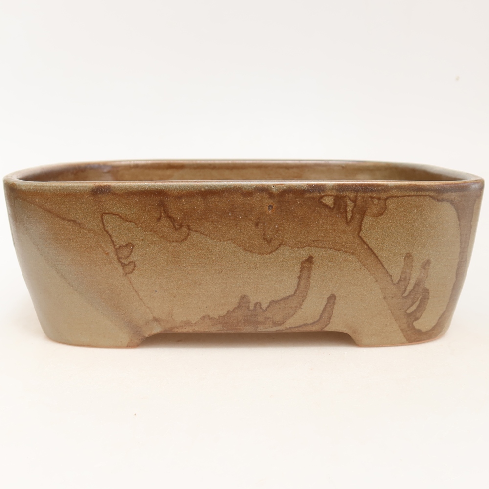 Pot à bonsaï en céramique 23 x 17,5 x 7,5 cm, couleur marron