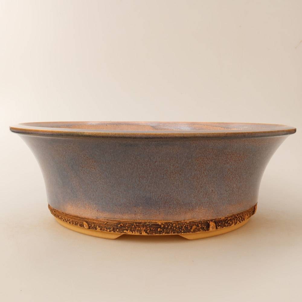 Pot à bonsaï en céramique 28,5 x 28,5 x 9,5 cm, couleur bleue