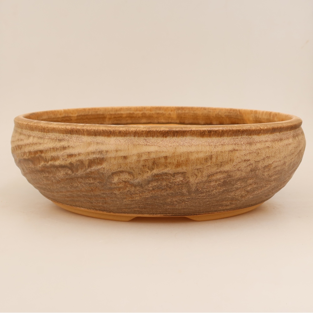 Pot à bonsaï en céramique 32 x 32 x 9,5 cm, couleur marron